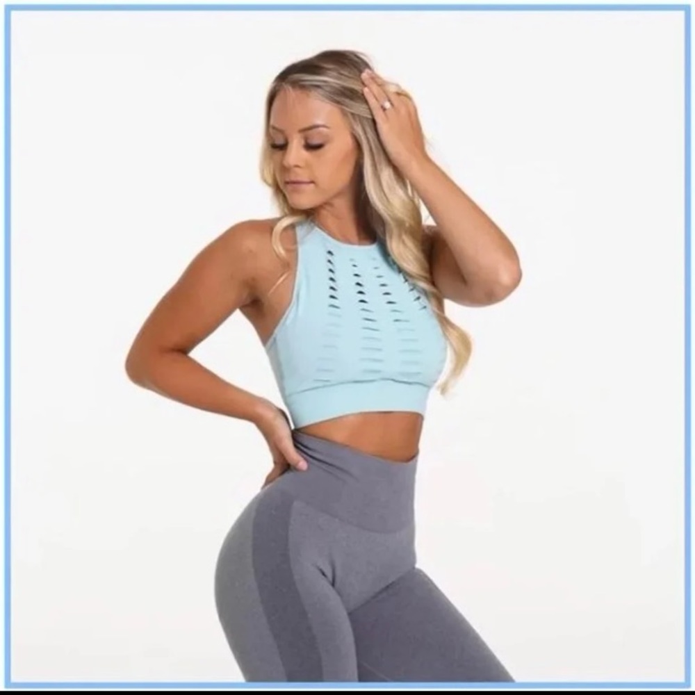 NVGTN Aqua ribbed crop